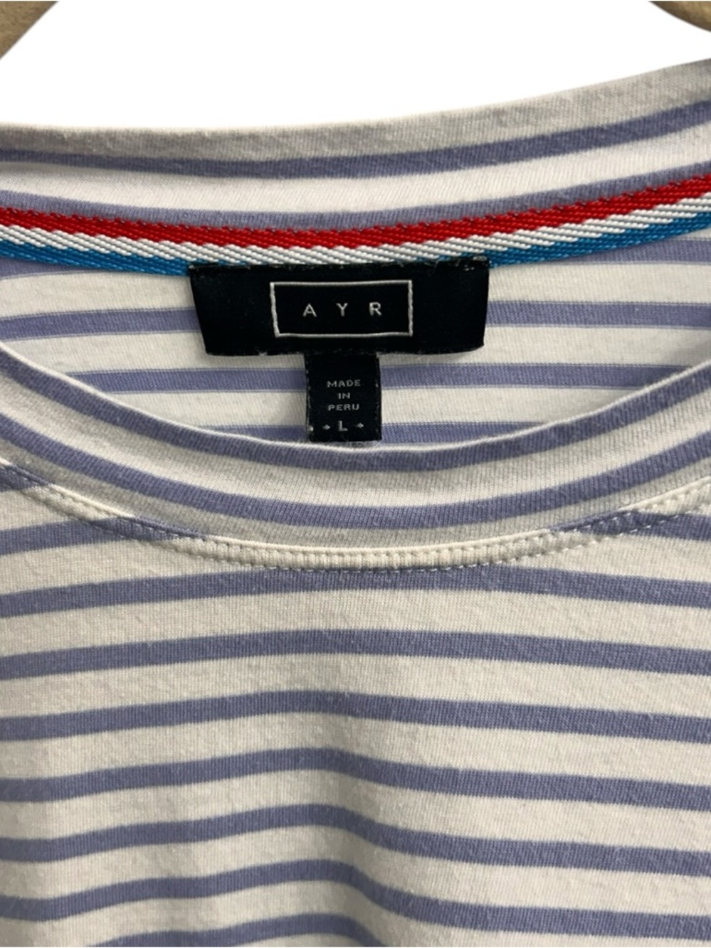 AYR The French Fry Shirt Striped Size Large Periwinkle Blue 100% Cotton - Picture 2 of 14